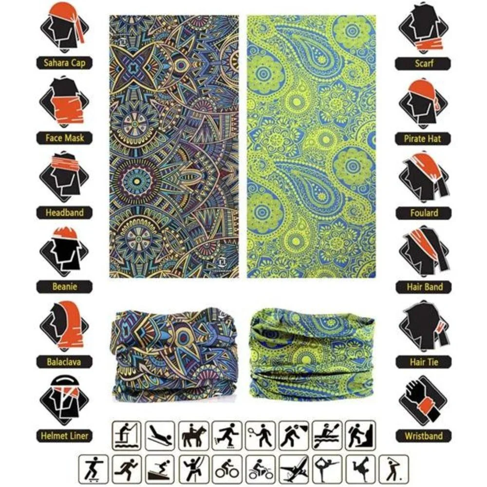 6Pcs Men's Headband Neck Gaiter Head Wrap Headwear Face Mask Magic Scarf Bandana